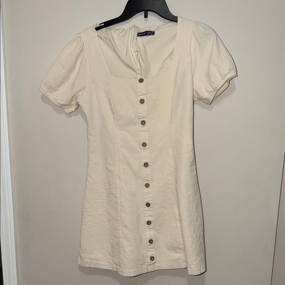 Cream Button-Down Dress